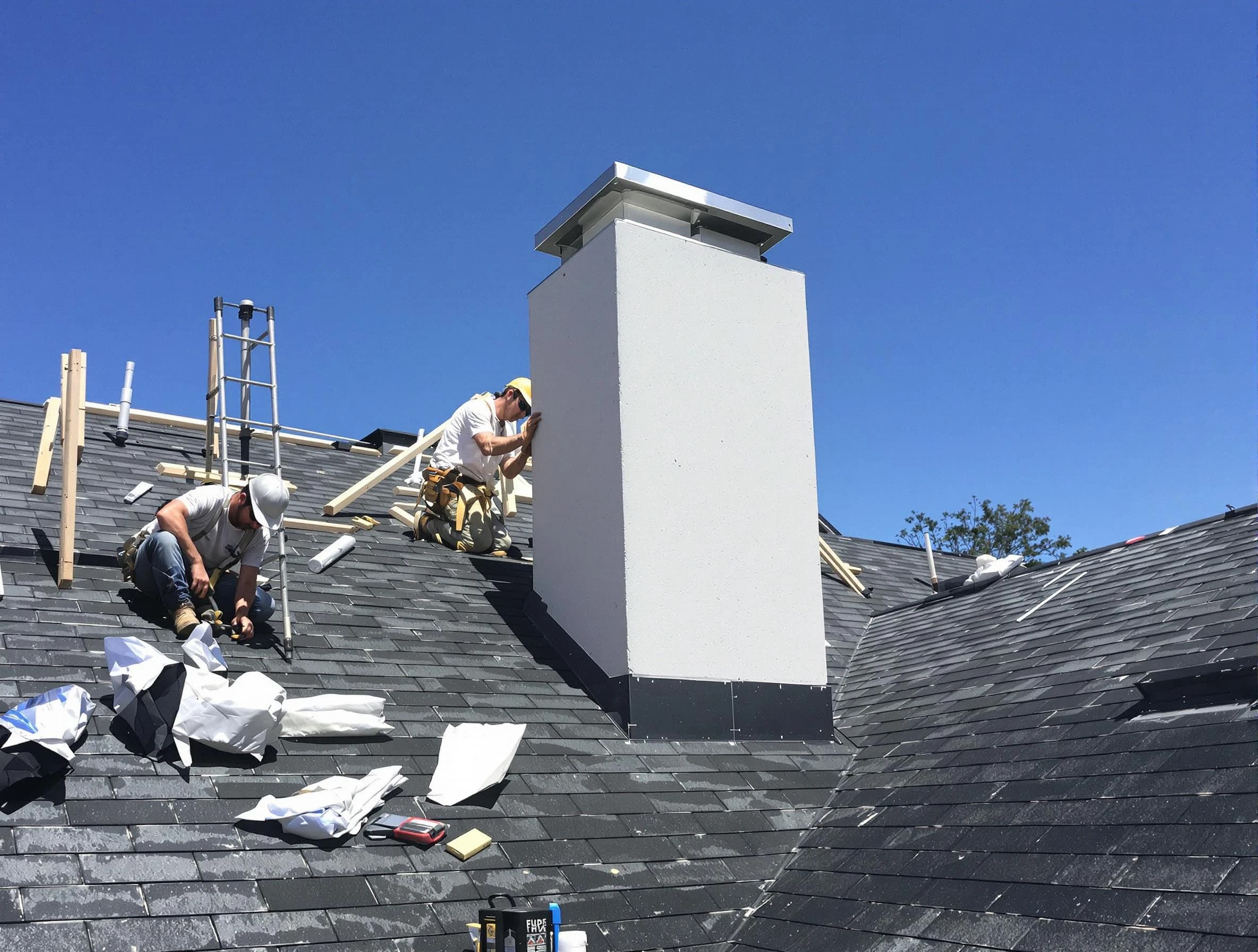 Morris Chimney Sweep crew installing a new chimney in Morris, NJ