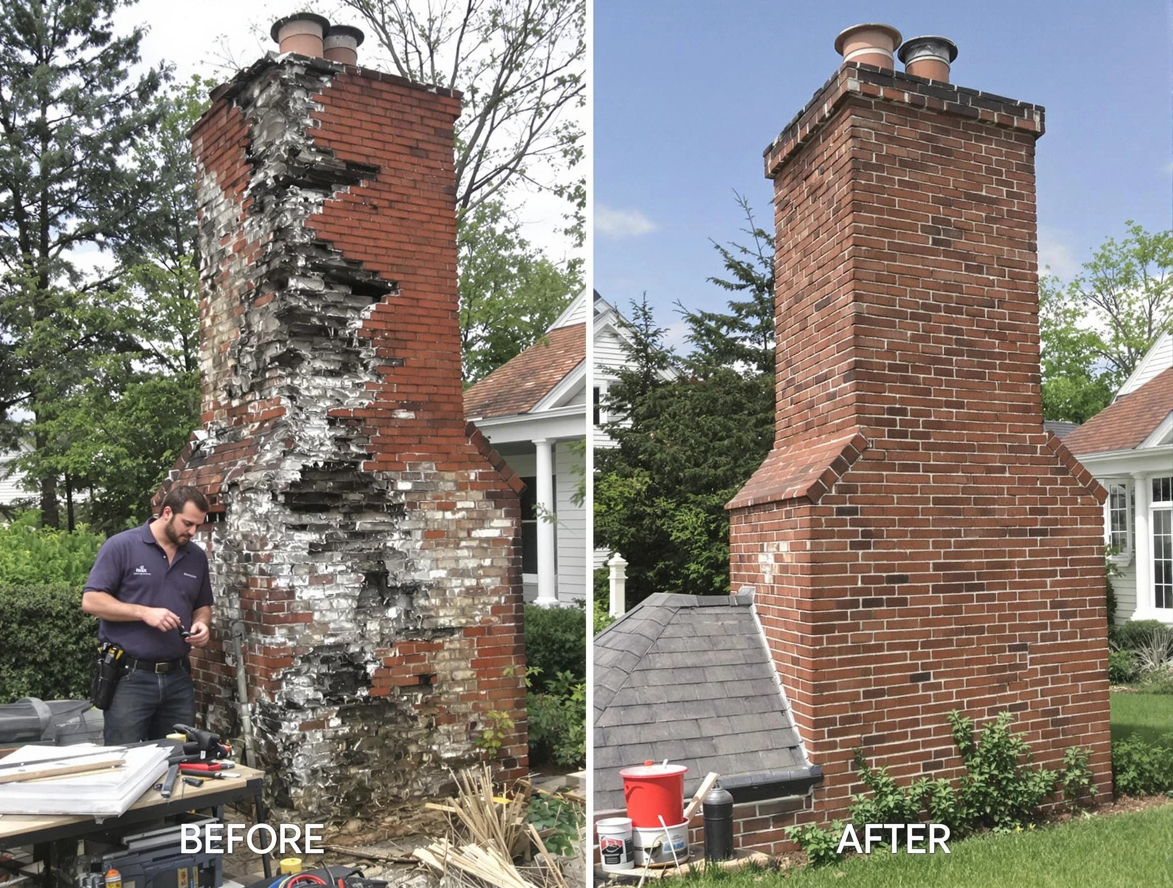 Morris Chimney Sweep performing a full chimney restoration in Morris, NJ