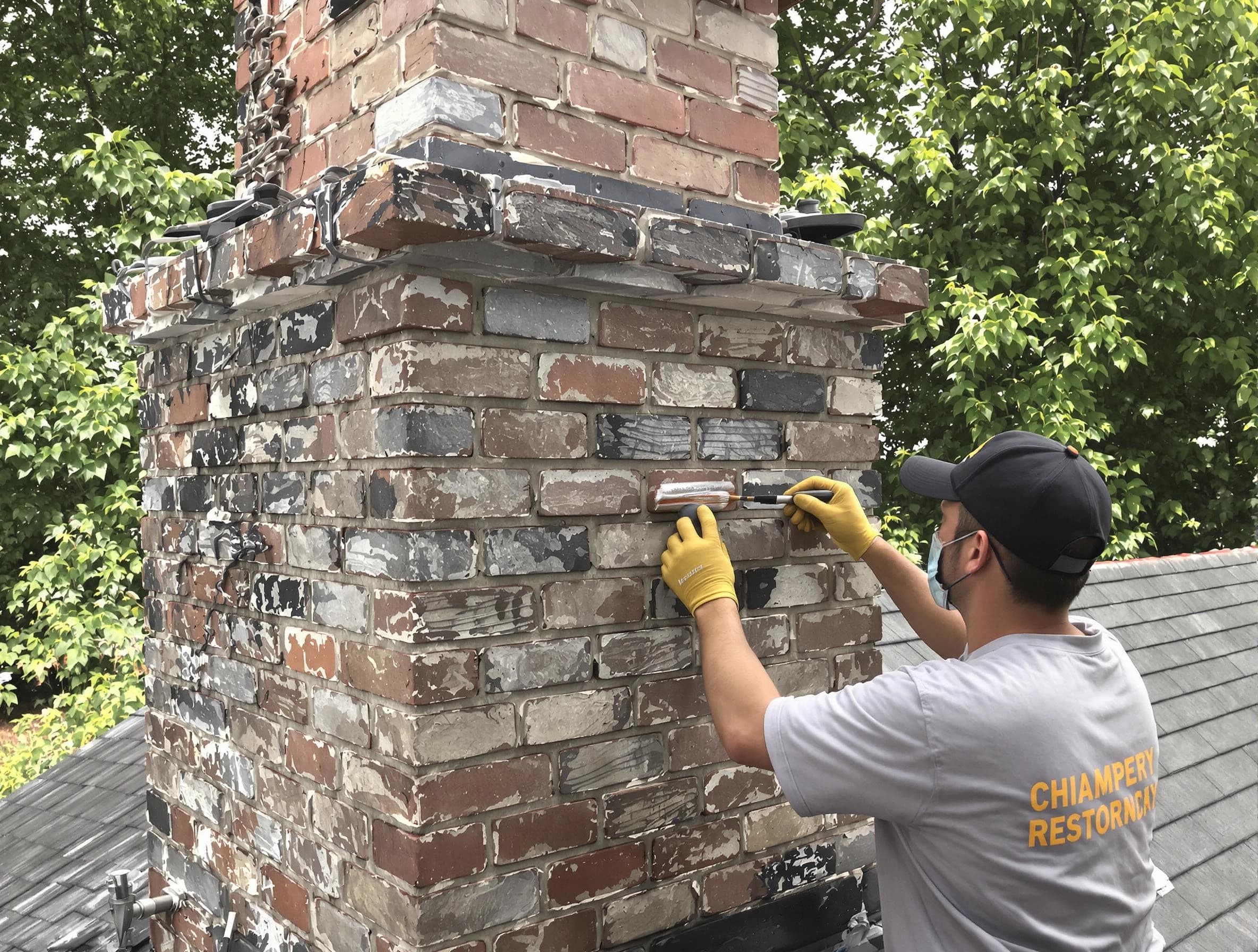 In-progress chimney restoration by Morris Chimney Sweep in Morris, NJ