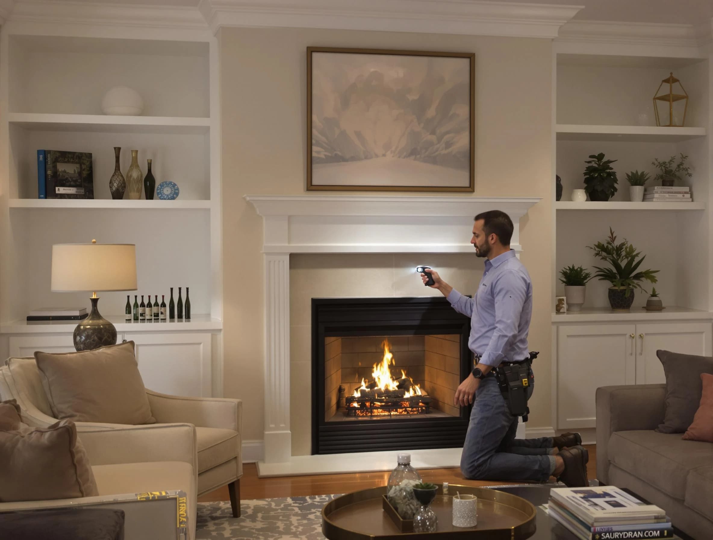 Morris Chimney Sweep conducting a fireplace safety inspection in Morris, NJ