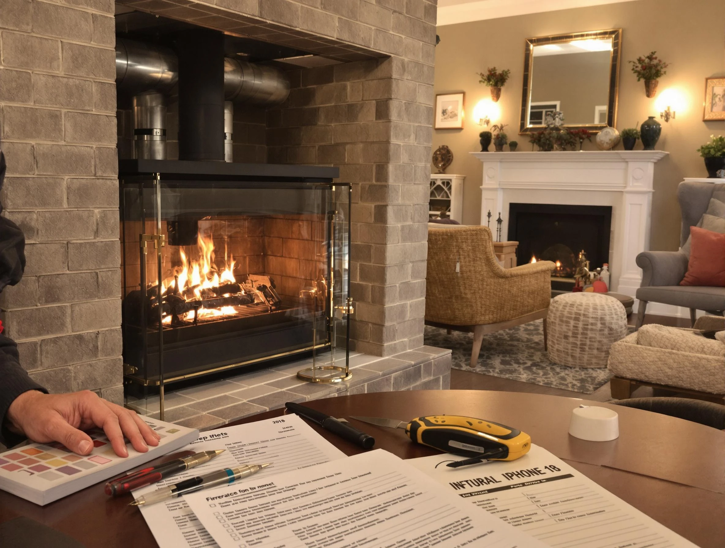Morris Chimney Sweep verifying fireplace safety measures in Morris, NJ